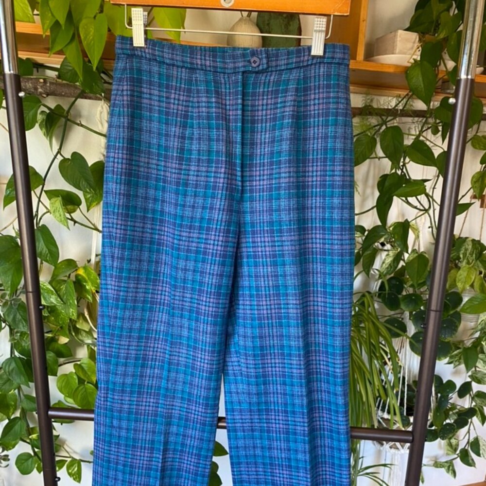 Vintage Pendleton Wool Plaid High Waist Slacks Trousers Wide Leg Pants